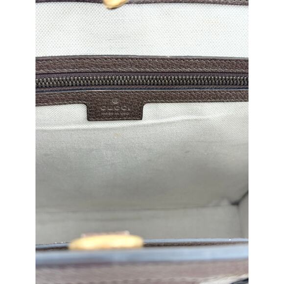 Gucci Ophidia Large Tote Bag Beige and Ebony GG Supreme Canvas with Leather Trim - Picture 13 of 16
